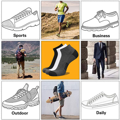 10 Pack Low Cut Athletic Cushioned Casual Socks
