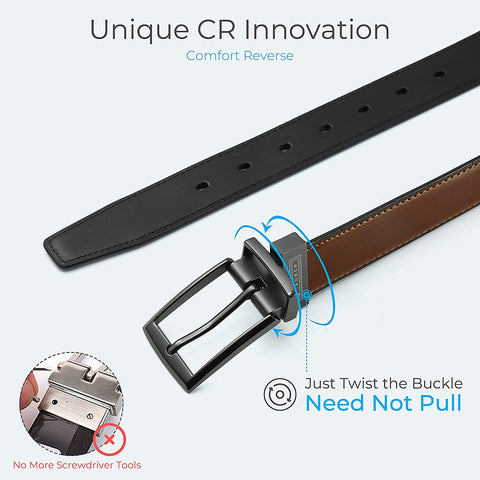 Boys Belt, CHAOREN Kids Belts for Boys Reversible Leather Belt 1.25", Adjustable Trim to Fit