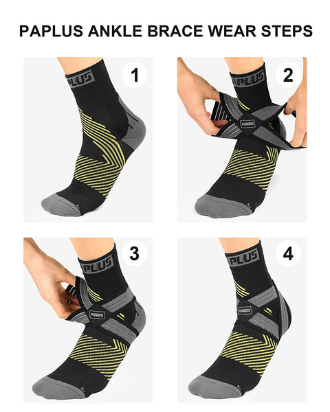 PAPLUS Ankle Brace for Women & Men with Arch and Ankle Support, Achilles Tendonitis Brace for Plantar Fasciitis and Heel Pain, Small(1 Pair)