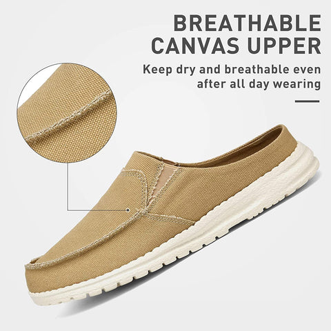 Mishansha Mens Canvas Mules Comfort House Slippers Lightweight Slip on Walking Shoes Casual Loafers