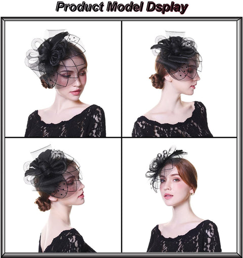 AWAYTR Fascinator Hat Mesh Flower Headwear Tea Party Hats for Woman Mesh Derby Church Cap