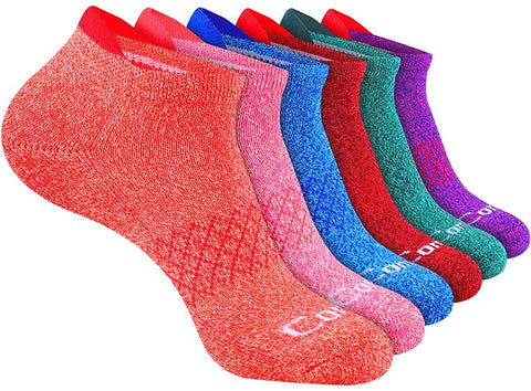 Womens Ankle Socks Cotton 6 Pairs Athletic Running Cushioned Socks With Tab