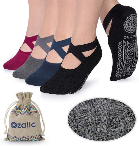 Ozaiic Non Slip Socks for Yoga Pilates Barre Fitness Hospital Socks for Women