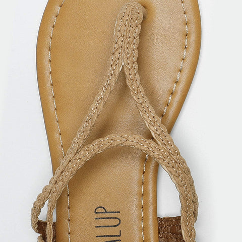 SANDALUP Flat Sandals for Women w Flannel Braided and Adjustable Metal Buckle