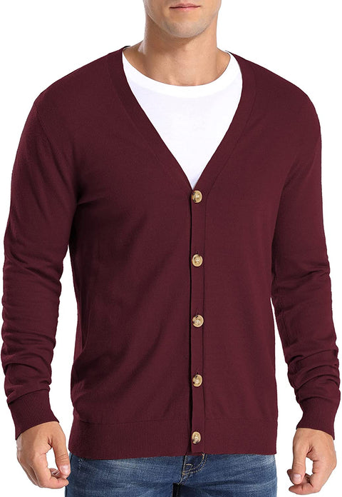 Men's V-Neck Knitted Cardigan Sweaters