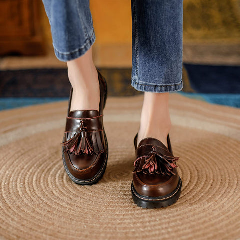 KANGFEINI Women's Classic Fashion Tassel Oxford Moccasin Casual Flats