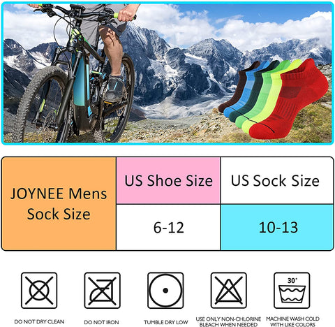 Mens Athletic Low Cut Ankle Socks Cushioned Running Sports Sock for Men 6 Pack