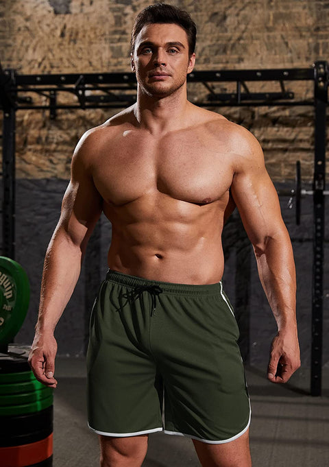 Men 7" Athletic Running Shorts Quick Dry Mesh Gym Workout Shorts 2 Pack