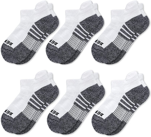 BERING Kids' Athletic Cushioned Ankle Socks 6 Pairs Low Cut Tab for Boys Girls