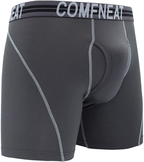 Men's Sport Boxer Briefs Performance Underwear with Fly 4-Pack