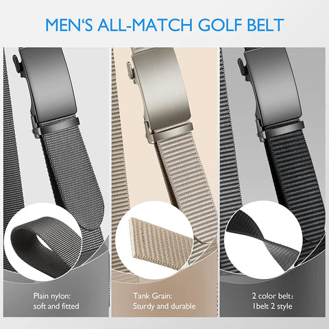 lexooxel Ratchet Golf Belt for men,Men's Nylon Belts All-Match Style Daily Work Belts,with Gift Box