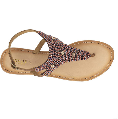 Torgeis Women's Vega Slingback T-Strap Thong Flats Flip-Flops Sandals, Round Open Toe, Leather Outsole