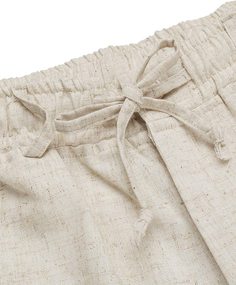 Men's Linen Pants Casual Elastic Waist Drawstring Beach Trousers