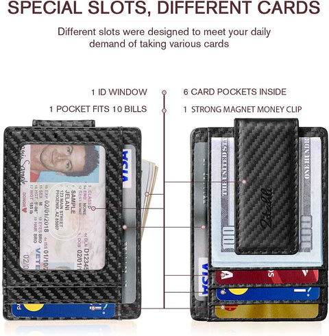 Zitahli Front Pocket Wallet For Men, Slim Money Clip Wallet With Strong Magnetic Closure, RFID Blocking