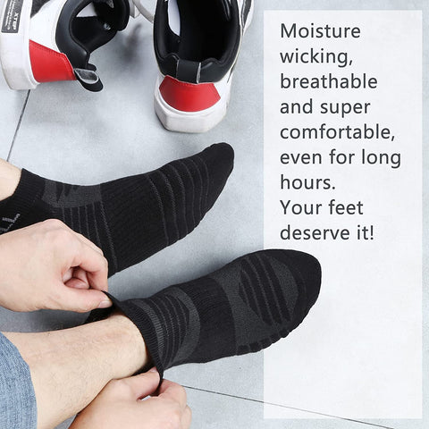 VWELL Athletic Running Socks for Men Women, Cushioned Sports Ankle Socks, Low Cut Socks, Moisture Wicking 6 Pairs