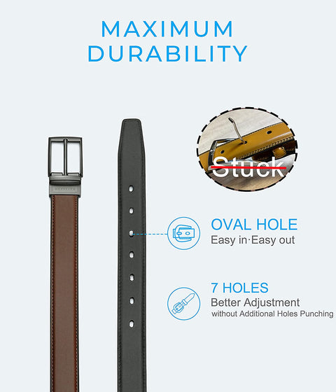 CHAOREN Leather Belt Strap Without Buckle, Reversible Belt Replacement 1-1/8", 1-3/8" Wide