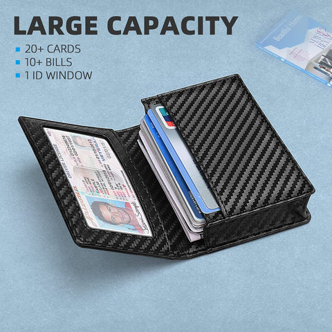 Zitahli Mens Minimalist Wallet, Genuine Leather Ultra Slim RFID Mens Wallet Large Capacity 20 Cards Holder Wallet for Men