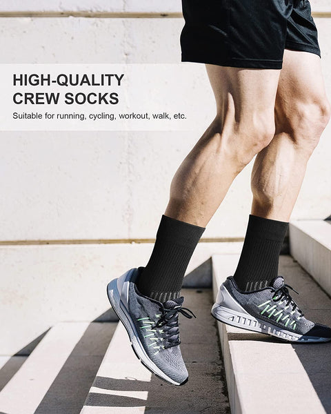 PAPLUS Compression Running Sock for Men and Women 3 Pairs, Cushioned Athletic Crew Socks with Arch Support