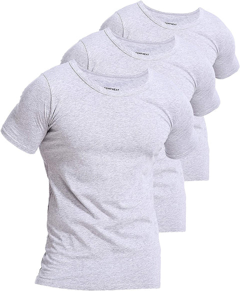 Men's 3-Pack Undershirts Cotton Spandex Stretchy Comfy Crew Neck T-Shirts
