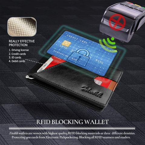 Zitahli Money Clip Wallet-Mens Wallets slim Front Pocket RFID Blocking Card Holder Minimalist Mini Bifold Smart Design