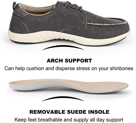 Men's Walking Shoes, Lace-up Casual Shoes with Arch Support, Loafers Slip-On Shoes Better for Plantar Fasciitis