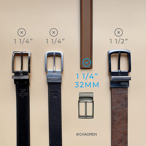 CHAOREN Leather Belt Strap Without Buckle, Reversible Belt Replacement 1-1/8", 1-3/8" Wide