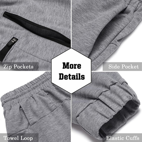 Men Joggers Sweatpant Gym Exercise Slim Fit Trousers with Zipper Pocket