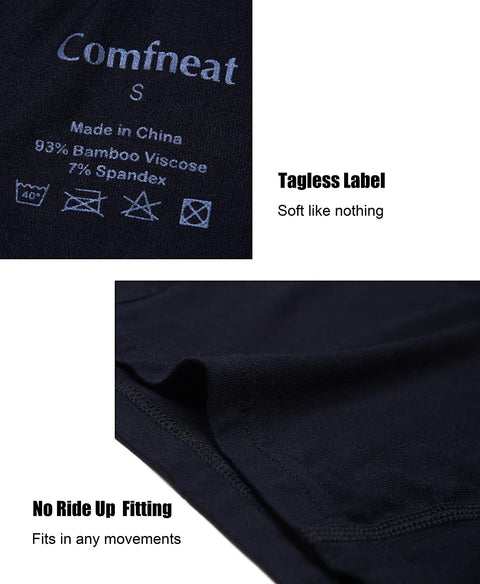 Men's 3 or 5-Pack Boxer Briefs Bamboo Rayon Ultra Soft Comfy Underwear no Fly