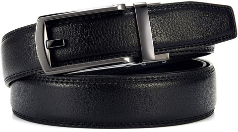 Leather Ratchet Belt 1 1/4" Comfort with Click Buckle, CHAOREN Dress Belt Adjustable Trim to Exact fit