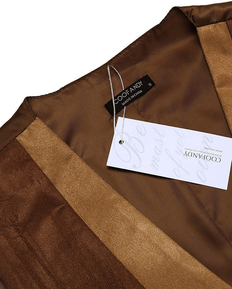 Men's Suede Leather Vest Layered Style Dress Vest Waistcoat