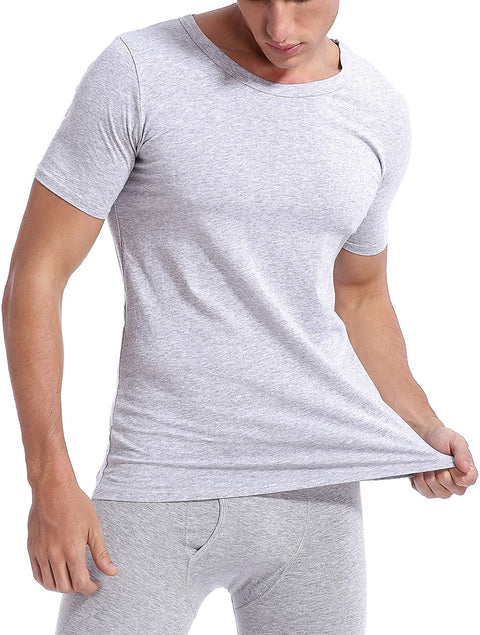 Men's 3-Pack Undershirts Cotton Spandex Stretchy Comfy Crew Neck T-Shirts