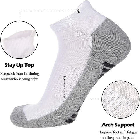 Mens Ankle Socks Low Cut Athletic Cushioned Running Tab Socks 6 Pack