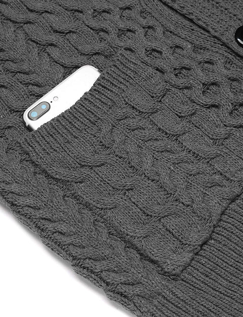 Mens Slim Fit V-Neck Cable Knit Sweater Vest with Front Button