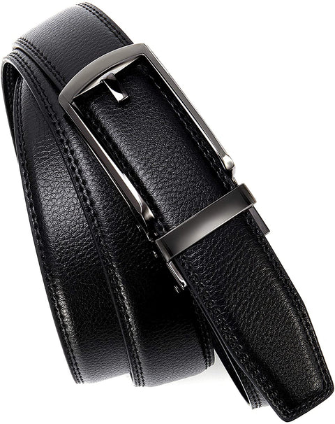 Leather Ratchet Belt 1 1/4" Comfort with Click Buckle, CHAOREN Dress Belt Adjustable Trim to Exact fit