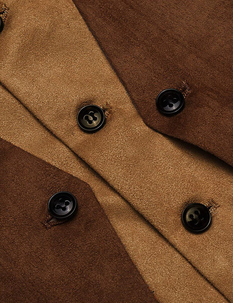 Men's Suede Leather Vest Layered Style Dress Vest Waistcoat