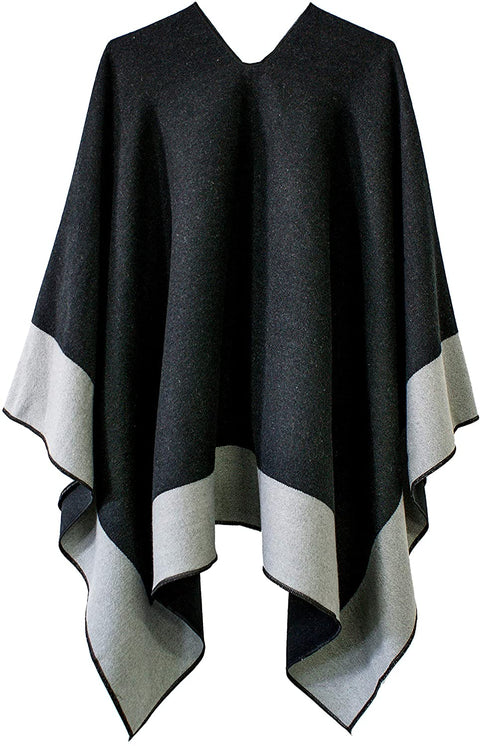 Women's Shawl Wrap Poncho Ruana Cape Cardigan Open Front Coat for Fall Winter Holiday