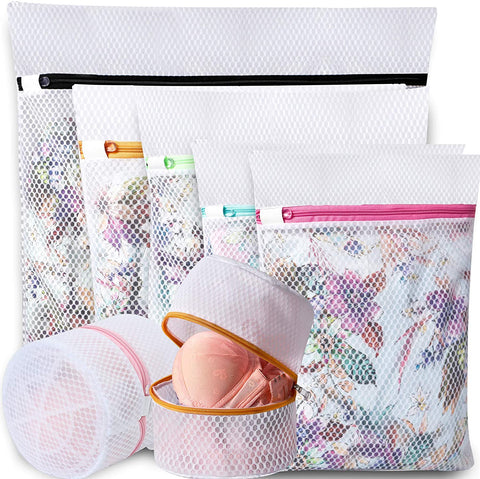 BAGAIL Set of 7 Honeycomb Mesh Laundry Bags+77L Mesh Pop up Laundry Hamper