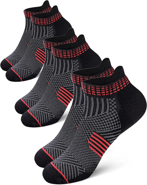 PAPLUS Ankle Compression Socks 3 Pairs for Men and Women, Low Cut Running Athletic Socks with Arch Support