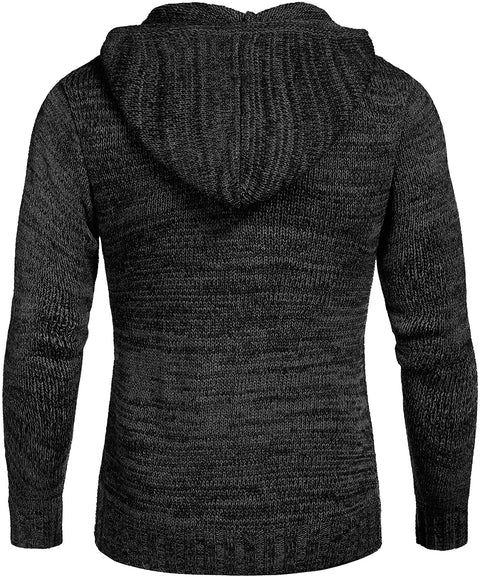 Men's Knitted Hoodies Pullover Casual Long Sleeve Turtleneck Sweaters