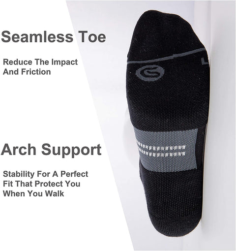 CelerSport 6 Pack Men's Running Ankle Socks with Cushion, Low Cut Athletic Tab Socks