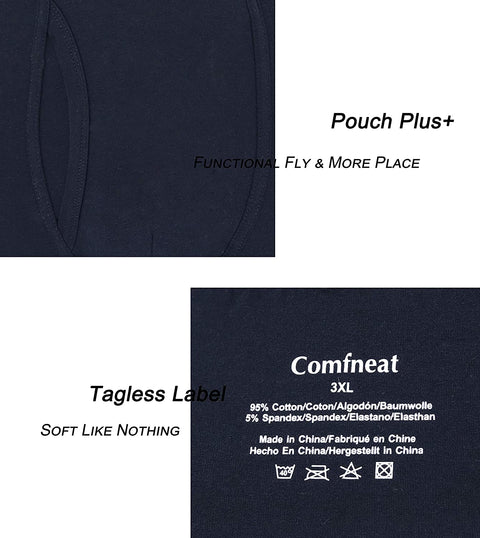 Men's 5-Pack Big & Tall 3XL-7XL Boxer Briefs Cotton Spandex Underwear with Fly