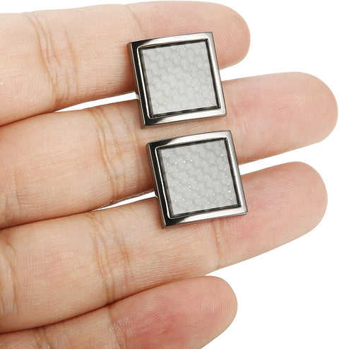 8pcs Men's Carbon Fiber Cufflinks and Shirt Studs Set