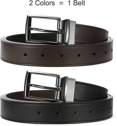 Boys Belt, CHAOREN Kids Belts for Boys Reversible Leather Belt 1.25", Adjustable Trim to Fit