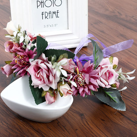 AWAYTR Bohemia Big Lilies Floral Crown Party Wedding Hair Wreaths Hair Bands Flower Headband (Purple)