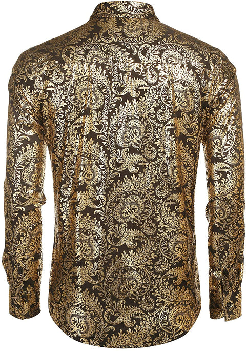 Men's Luxury Design Shirts Floral Dress Shirt Casual Button Down Shirts
