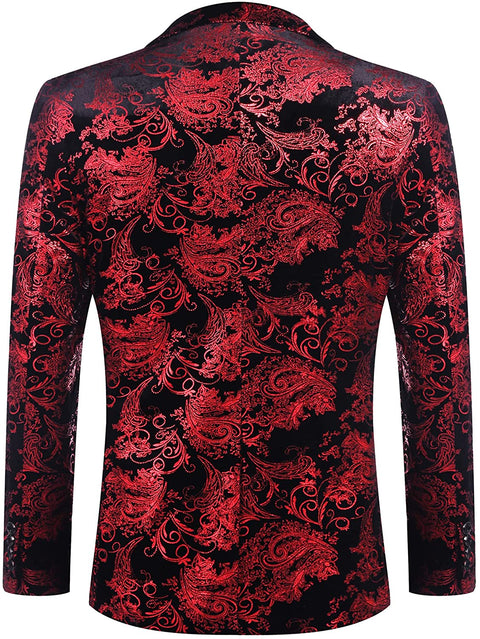 Men Luxury Paisley Floral Suit Jacket Blazer Wedding Prom Party Tuxedo