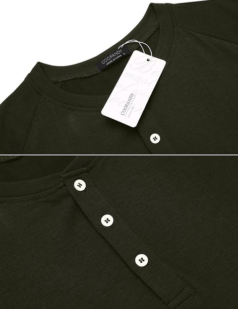 Men's 2 Pack Long Sleeve Tee Shirts Casual Henley Shirts Button T Shirts