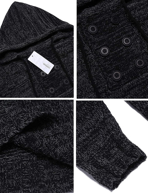 Men's Knitted Hoodies Pullover Casual Long Sleeve Turtleneck Sweaters