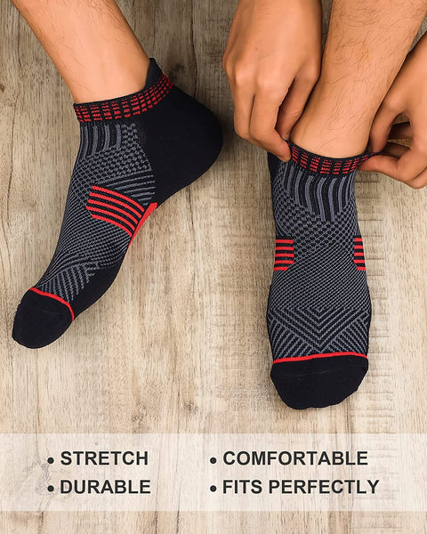 PAPLUS Ankle Compression Socks 3 Pairs for Men and Women, Low Cut Running Athletic Socks with Arch Support