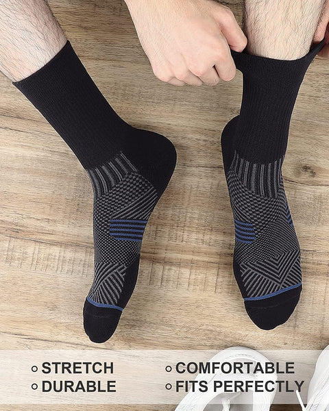 PAPLUS Compression Running Sock for Men and Women 3 Pairs, Cushioned Athletic Crew Socks with Arch Support